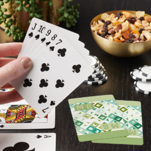 Funky Licht Limoengroen Wit Vierkant Kunstpatroon Pokerkaarten