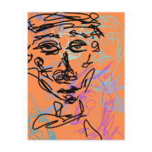 Funky lijn werk schets drukke kamer