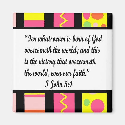 Funky lijst, I John 5:4 magneet (Voorkant)