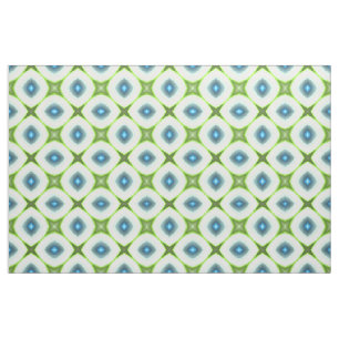Funky Lime Green Aqua Turquoise Squares Mosaic Stof