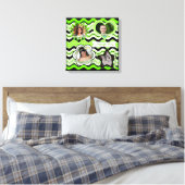 Funky Lime Green, Black, White Photo Wall Hanging Canvas Afdruk (Insitu (Slaapkamer))