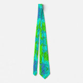 Funky lime groen aqua blauw blad stropdas (Achterkant)