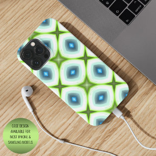 Funky Lime Groen Aqua Turquoise Vierkanten Mozaïek iPhone 15 Pro Max Hoesje