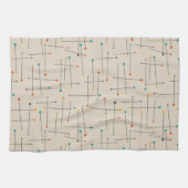 Funky Lines Mid Century Patroon op Tan Theedoek (Horizontaal)