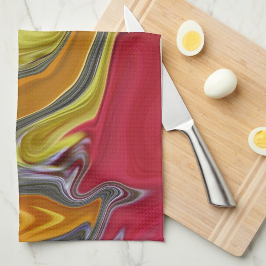 Funky Liquid Wave Abstract Kunstwerk Theedoek (Quarter Fold)