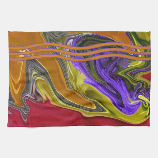Funky Liquid Wave Abstract Kunstwerk Theedoek (Horizontaal)