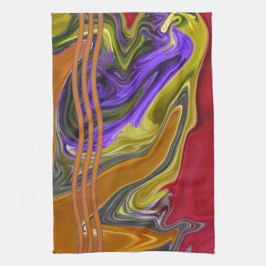 Funky Liquid Wave Abstract Kunstwerk Theedoek (Verticaal)
