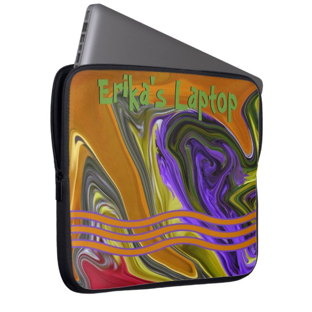 Funky Liquid Wave Digital Art, aangepast Laptop Sleeve (Voorkant Rechts)