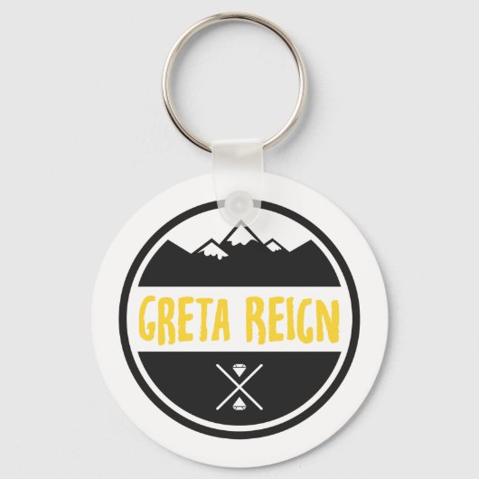 Funky Little Round Greta Reign Logo Sleutelhanger (Voorkant)