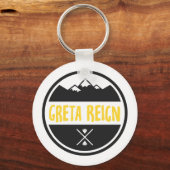 Funky Little Round Greta Reign Logo Sleutelhanger (Voorkant)