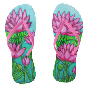 Funky Lotus Flower Custom Volwassen, Slanke bandje Teenslippers