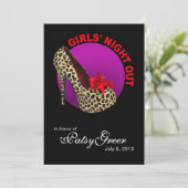 Funky Luipaard Stiletto Meidenavond Kaart (Staand voorkant)