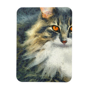 Funky Maine Coon Cat Art Magneet