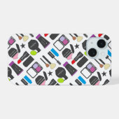 Funky Make-up Cosmetica Collage Patroon iPhone 15 Case (Achterkant horizontaal)