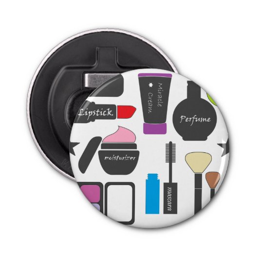 Funky Makeup Collage Button Flesopener (Voorkant)