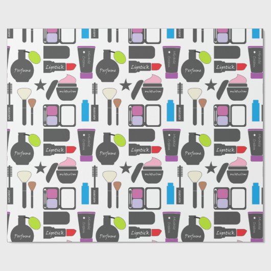Funky Makeup Collage Cadeaupapier (Vlak)