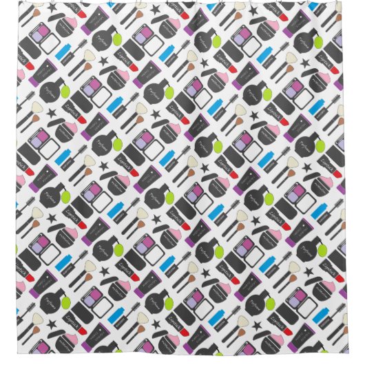 Funky Makeup Collage Douchegordijn (Voorkant)