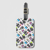 Funky Makeup Cosmetics Collage Pattern Bagagelabel (Voorkant (verticaal))