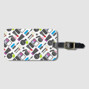 Funky Makeup Cosmetics Collage Pattern Bagagelabel