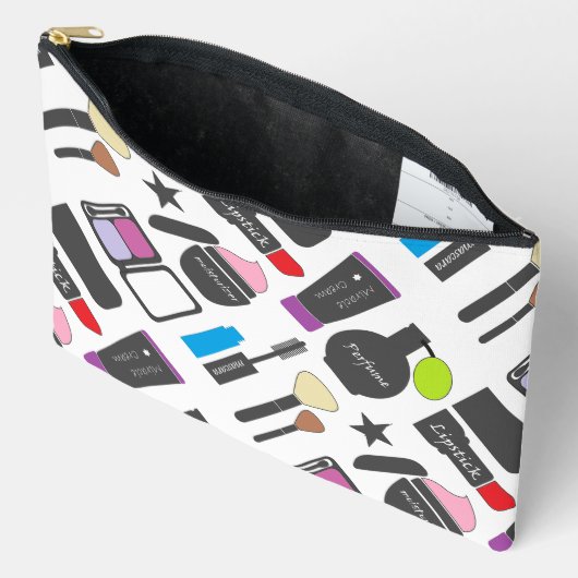 Funky Makeup Cosmetics Collage Pattern Etui (Open)