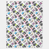 Funky Makeup Cosmetics Collage Pattern Fleece Deken (Voorkant)