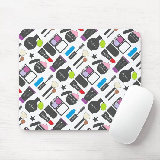 Funky Makeup Cosmetics Collage Pattern Muismat (Met muis)