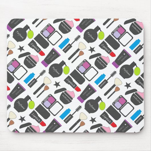 Funky Makeup Cosmetics Collage Pattern Muismat (Voorkant)