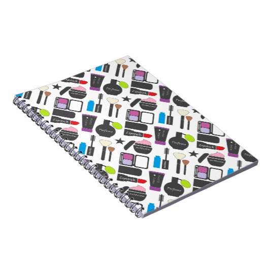 Funky Makeup Cosmetics Collage Pattern Notitieboek (Rechterzijde)