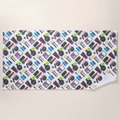 Funky Makeup Cosmetics Collage Pattern Strandlaken (Voorkant)