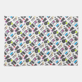 Funky Makeup Cosmetics Collage Pattern Theedoek (Horizontaal)