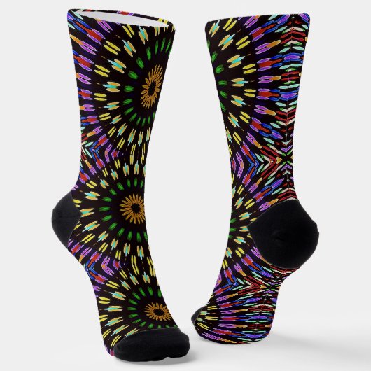 Funky Mandala Art Colorful Socks Sokken (Gebogen)