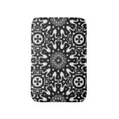 Funky Mandala Black+White Pattern Bath Mat (Voorkant Verticaal)