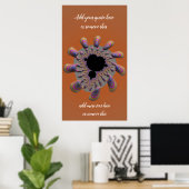 Funky Mandelbrot Fractal Flower met Custom Quote Poster (Thuiskantoor)