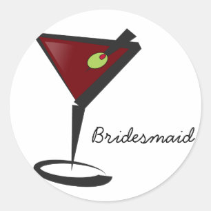 Funky martini Fun Bridesmaid Favors Ronde Sticker