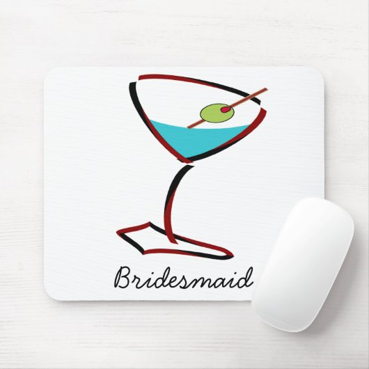 Funky martini red Bridesmaid Favors Muismat (Met muis)
