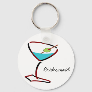 Funky martini red Bridesmaid Favors Sleutelhanger