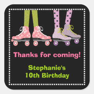 Funky Meisjes Rolschaatsen Favor Stickers   Groot