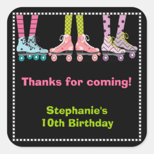 Funky Meisjes Rolschaatsen Favor Stickers   Groot