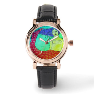 Funky Mermaid Abstracte Art Horloge