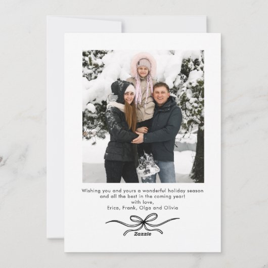 Funky Merry Christmas Black Bow Ribbon 2 Photo Feestdagenkaart (Achterkant)