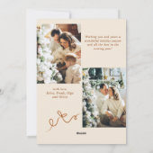 Funky Merry Christmas Boho Bow Ribbon 3 Photo Feestdagenkaart (Achterkant)