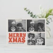 Funky Merry Xmas Groovy Foto Kerst Kaart (Staand voorkant)