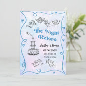 Funky met de hand getekend de avond voor de repeti kaart (Staand voorkant)