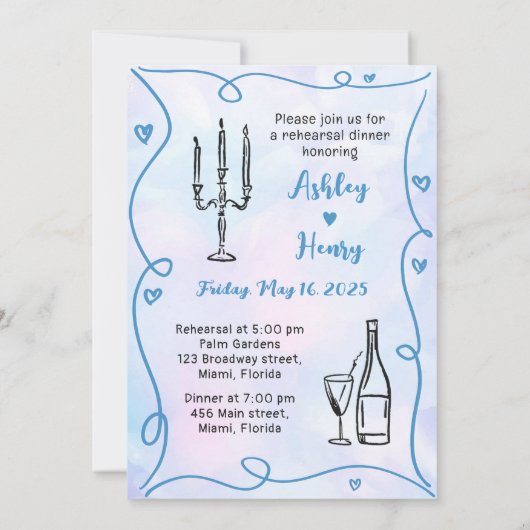 Funky met de hand getekend de avond voor de repeti kaart (Achterkant)