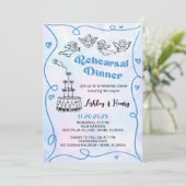 Funky met de hand getekend diner voor de bruiloft kaart (Staand voorkant)