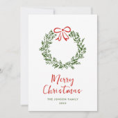 Funky met de hand getekende krabbel retro kerst feestdagenkaart (Voorkant)