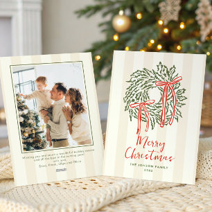 Funky met de hand getekende krabbel retro kerst fo feestdagenkaart