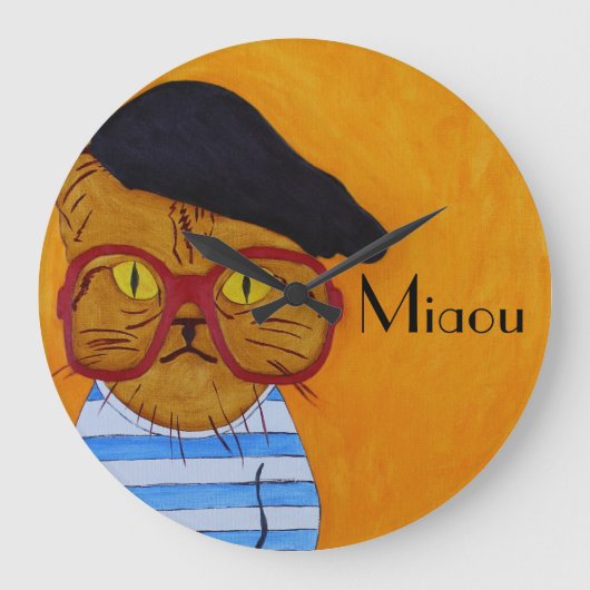 Funky Miaou Wall Clock! Grote Klok (Voorkant)