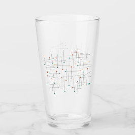 Funky mid-century lijnen en Stippen Retro Glas