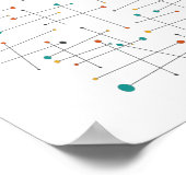 Funky mid-century lijnen en Stippen retro Poster (Hoek)